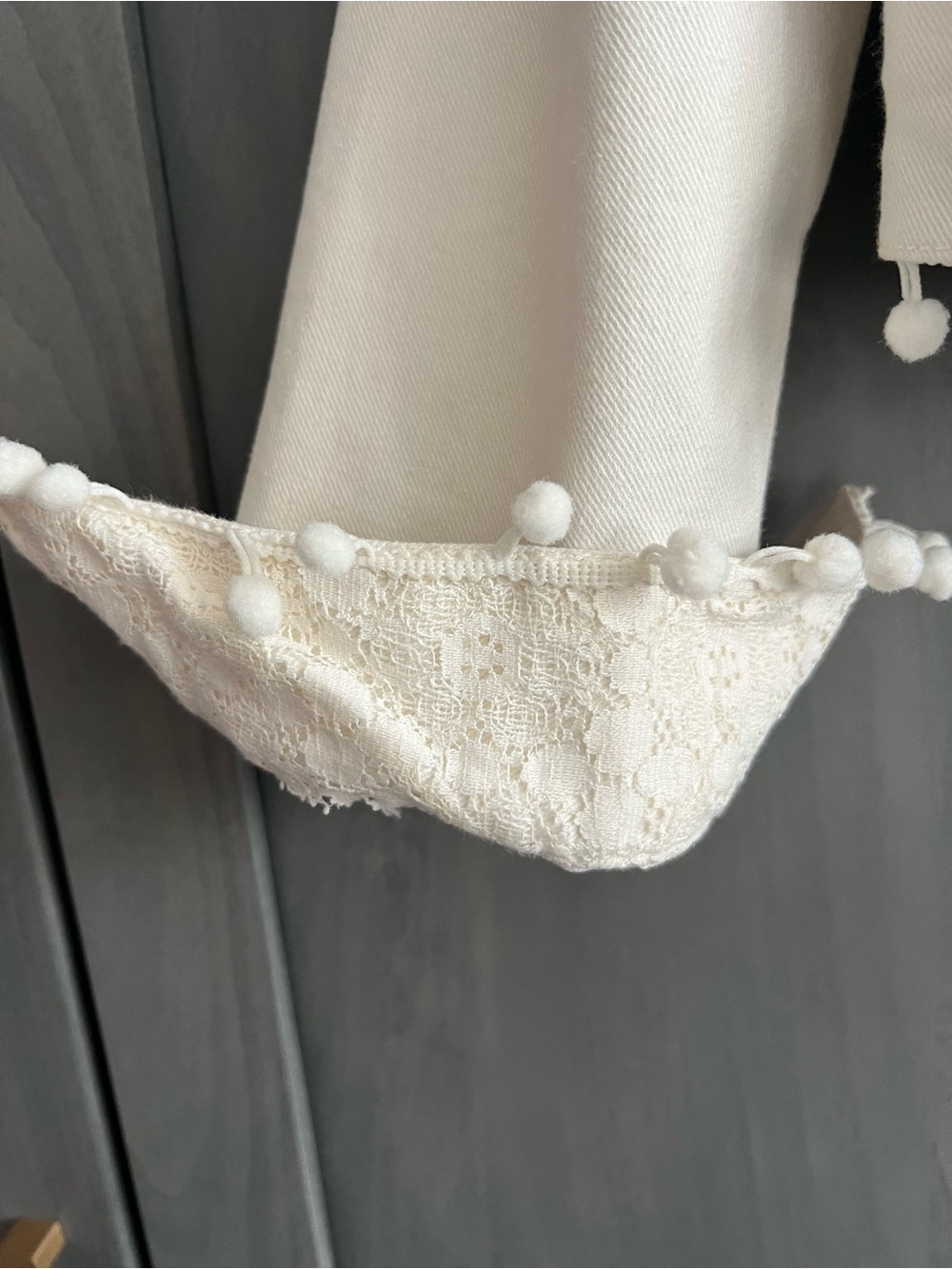 Antica Santoria Embellished White  Denim Jacket with Pom Pom Details - Picture 14 of 15